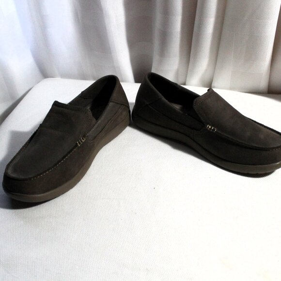 NWOB CROCS Santa Cruz 2 Luxe Leather Triple Comfort Brown Loafers, Mens 9 - Picture 3 of 7